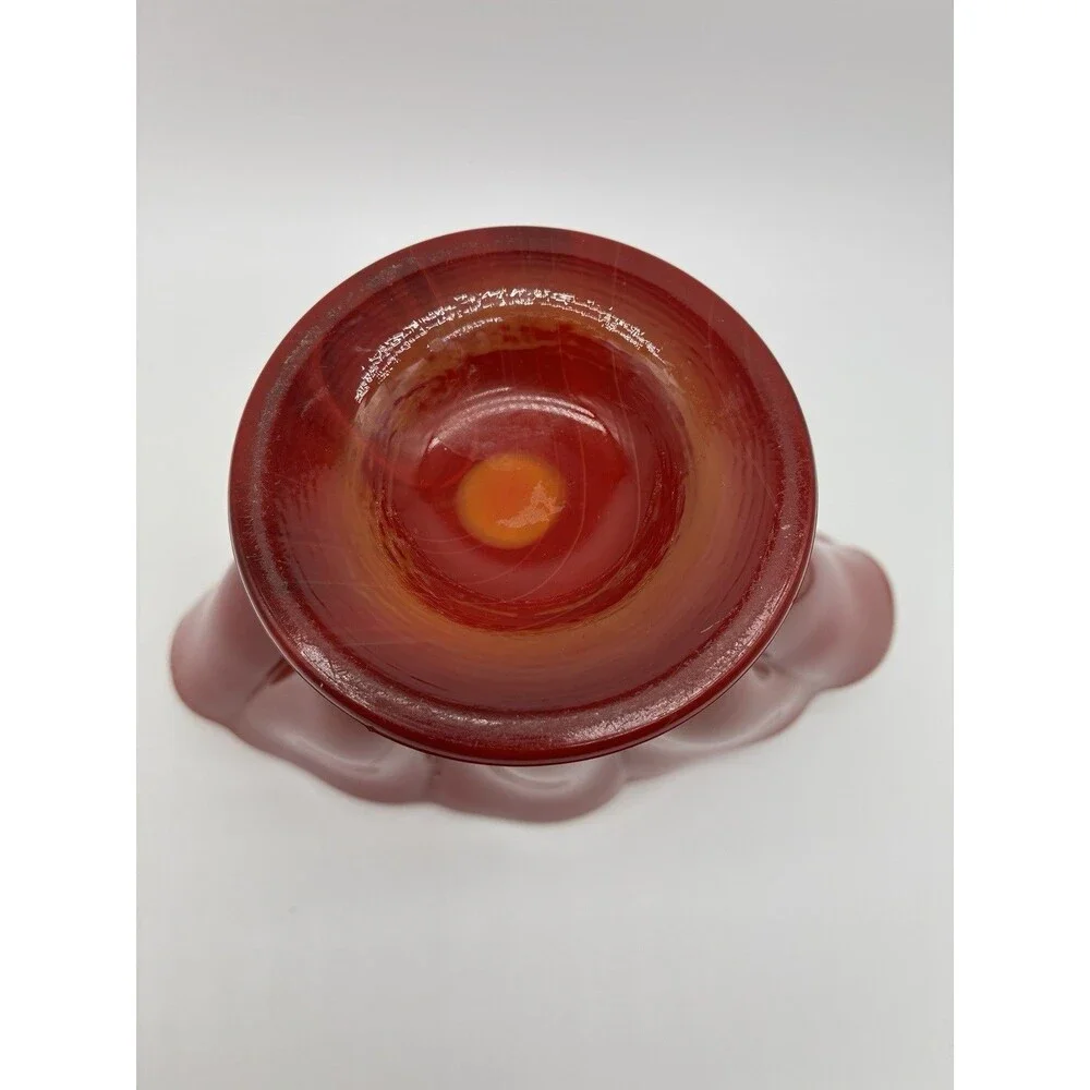 Fenton Mandarin Red Scalloped Fan Vase From 1920s - 1930s.  No Chips Or Breaks.